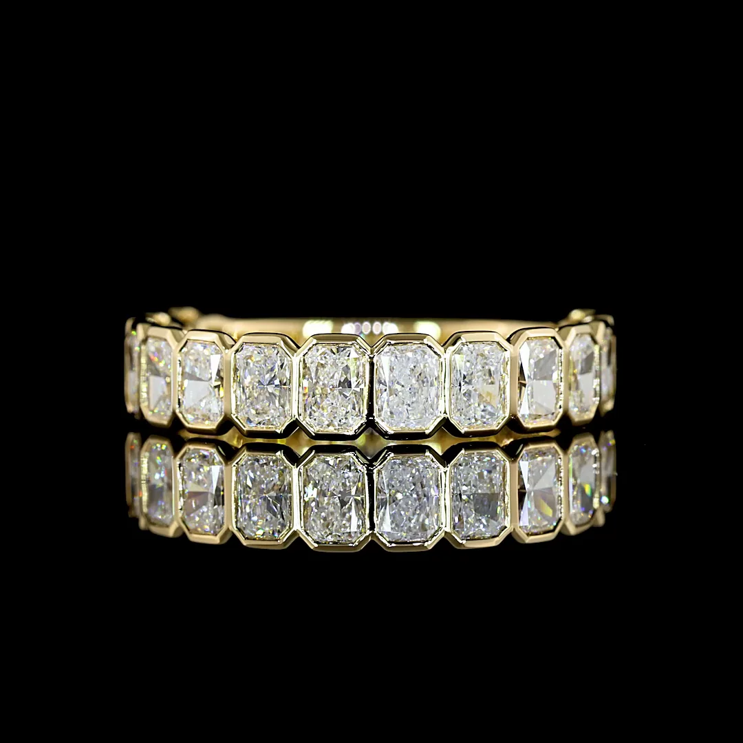 1.94 Cts 14k Yellow Gold Radiant Shape 3/4 Band Eternity Band - Video