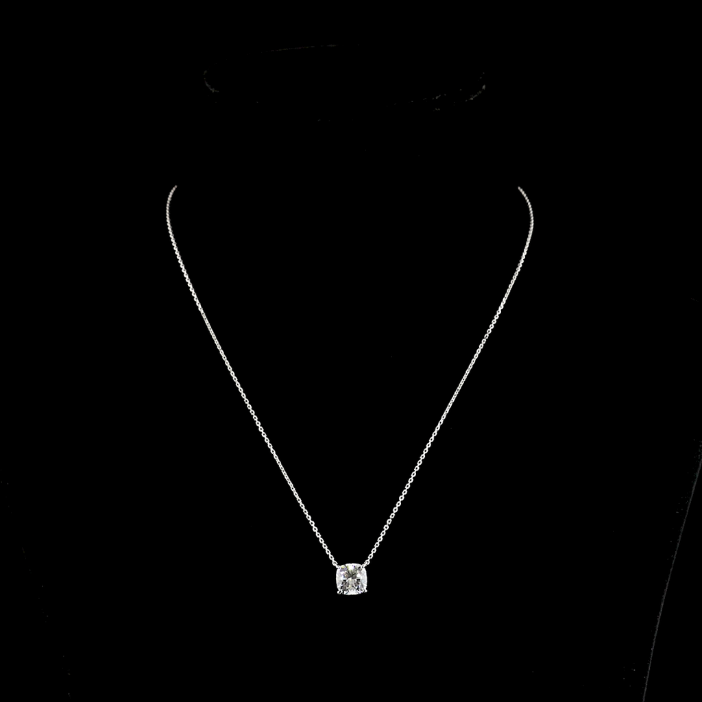2.32 Cts 14k White Gold Square Cushion Brilliant Shape Solitaire Pendant - Video