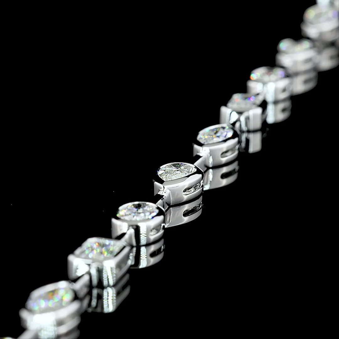 5.4 Cts 14k White Gold Mix Shape Station Bracelet - Image 2