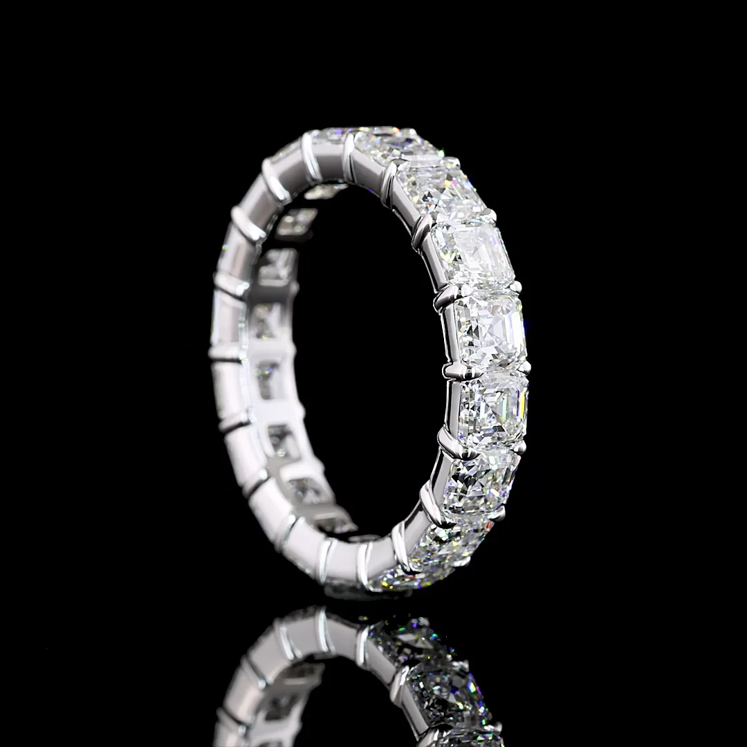 5.89 Cts 14k White Gold Asscher Shape Eternity Band Eternity Band - Image 2
