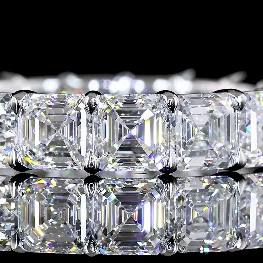 5.89 Cts 14k White Gold Asscher Shape Eternity Band Eternity Band - Image 3