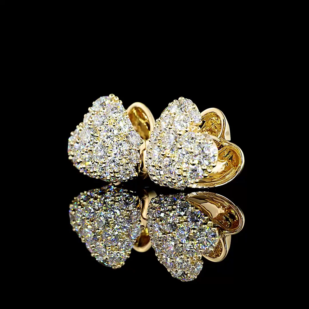 3.35 Cts 14k Yellow Gold Round Shape Special Earring - Image 4