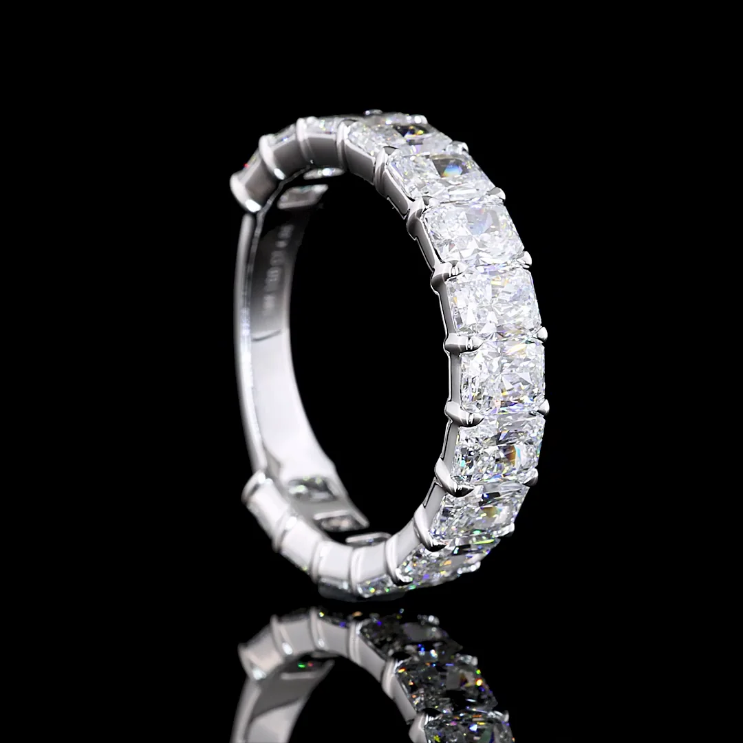 2.86 Cts 14k White Gold Radiant Shape 3/4 Band Eternity Band - Image 2