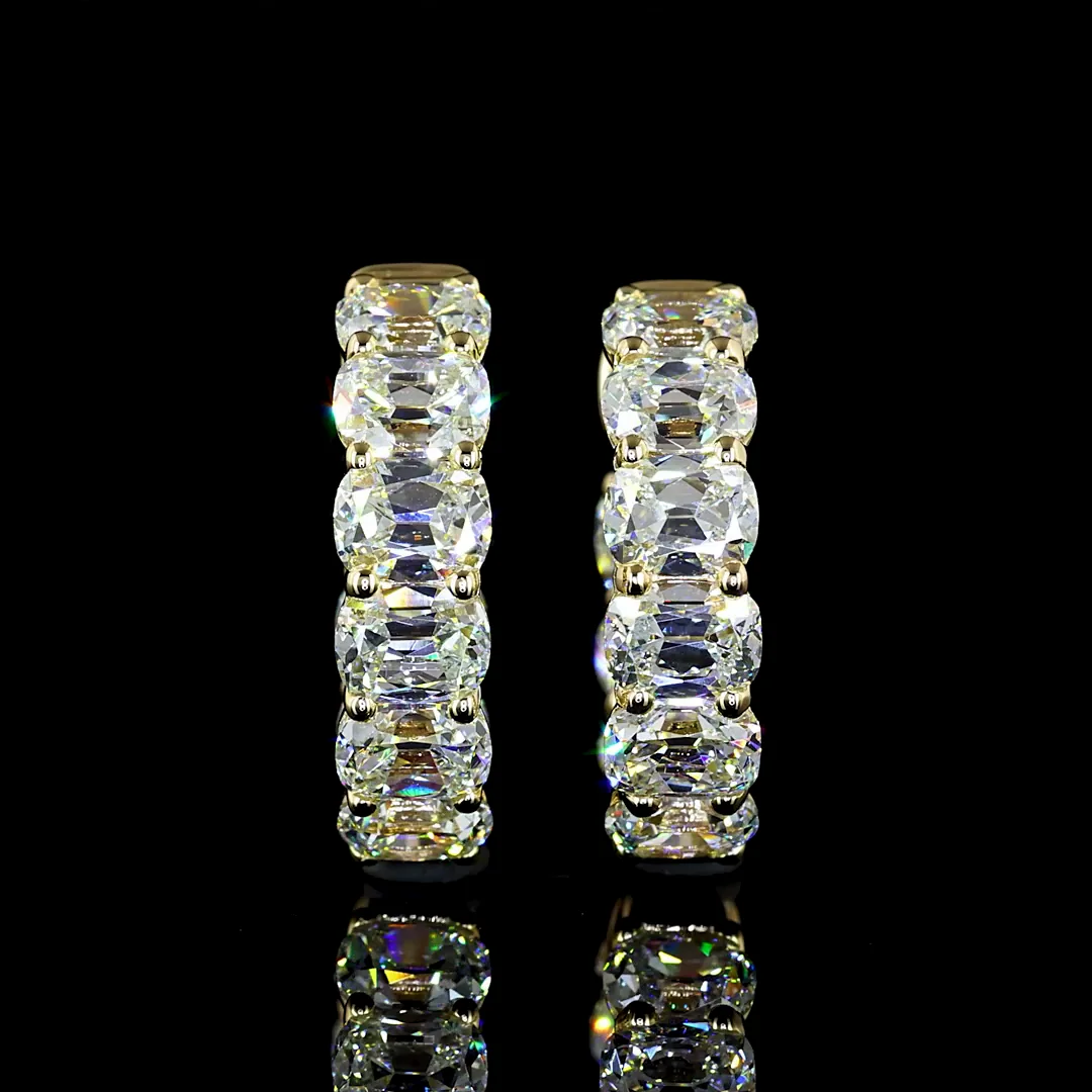 3.88 Cts 14k Yellow Gold Antique Cushion Shape Huggies Earring - Image 2