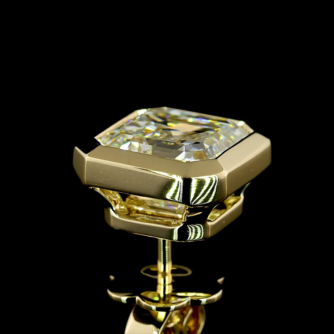 6.13 Cts 14k Yellow Gold Asscher Shape Studs Earring - Image 4