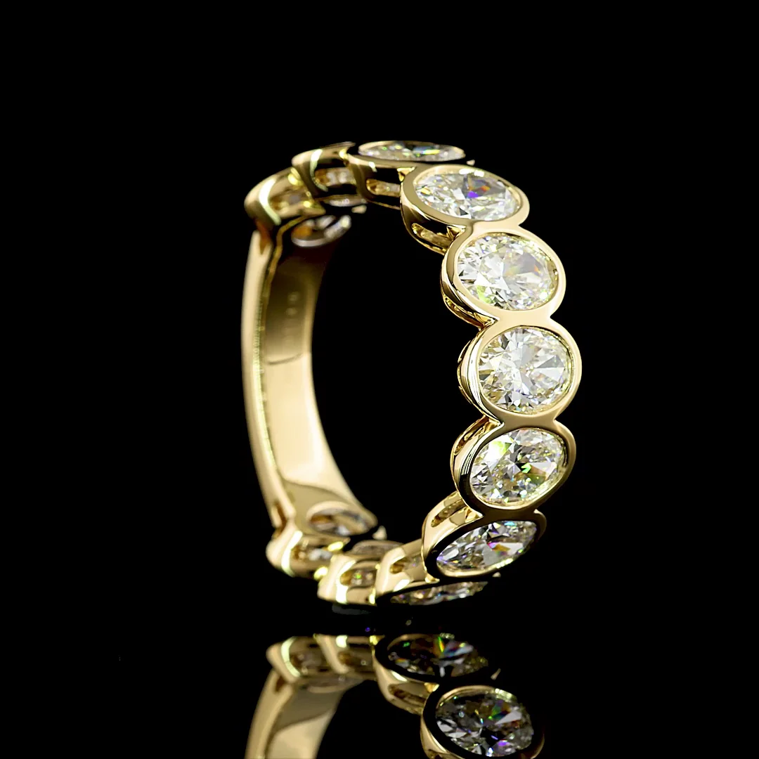 4.1 Cts 14k Yellow Gold Oval Shape 3/4 Band Eternity Band - Image 2