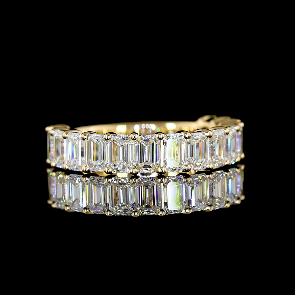 1.7 Cts 18k Yellow Gold Emerald Shape 3/4 Band Eternity Band - Video