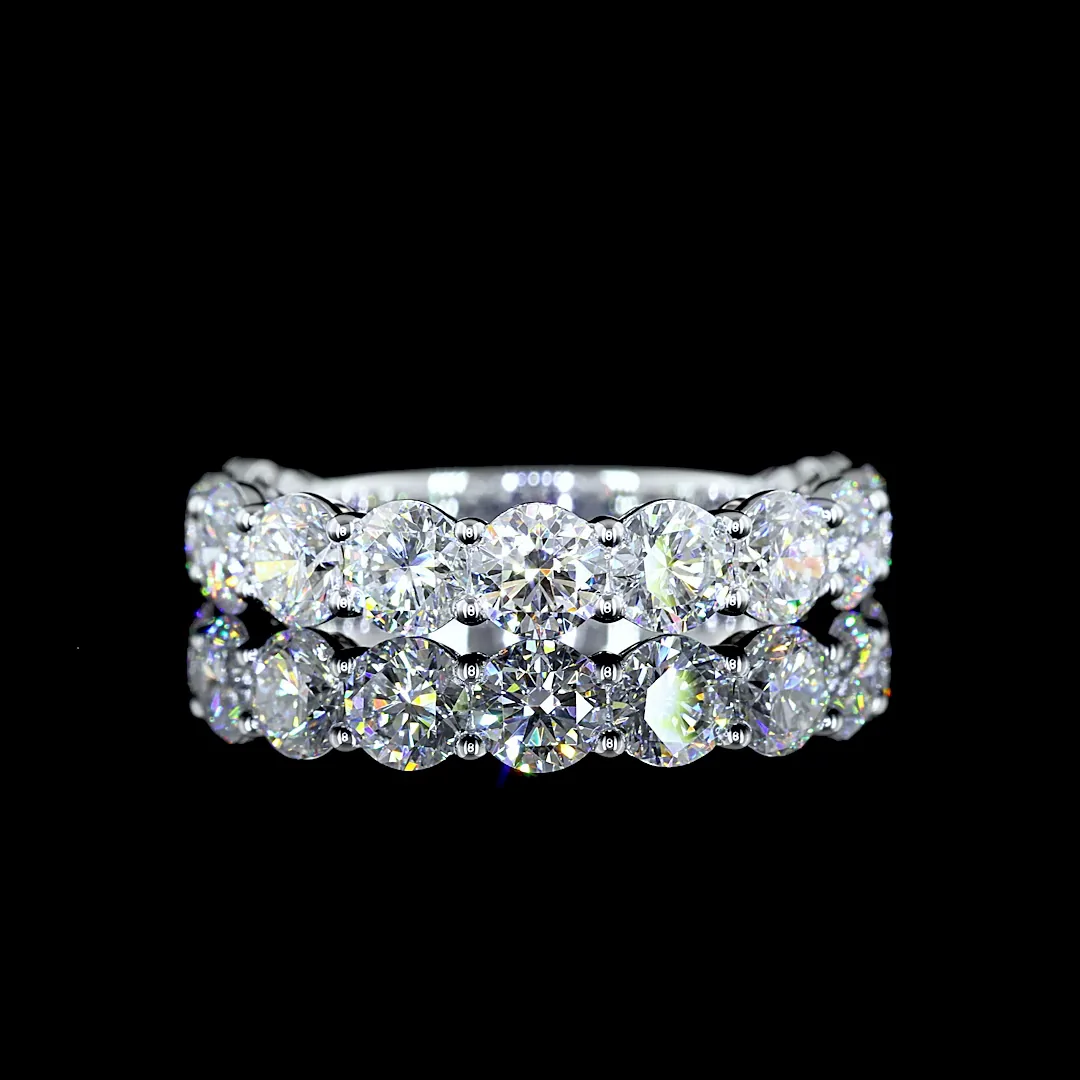 2.98 Cts 14k White Gold Round Shape 3/4 Band Eternity Band - Video