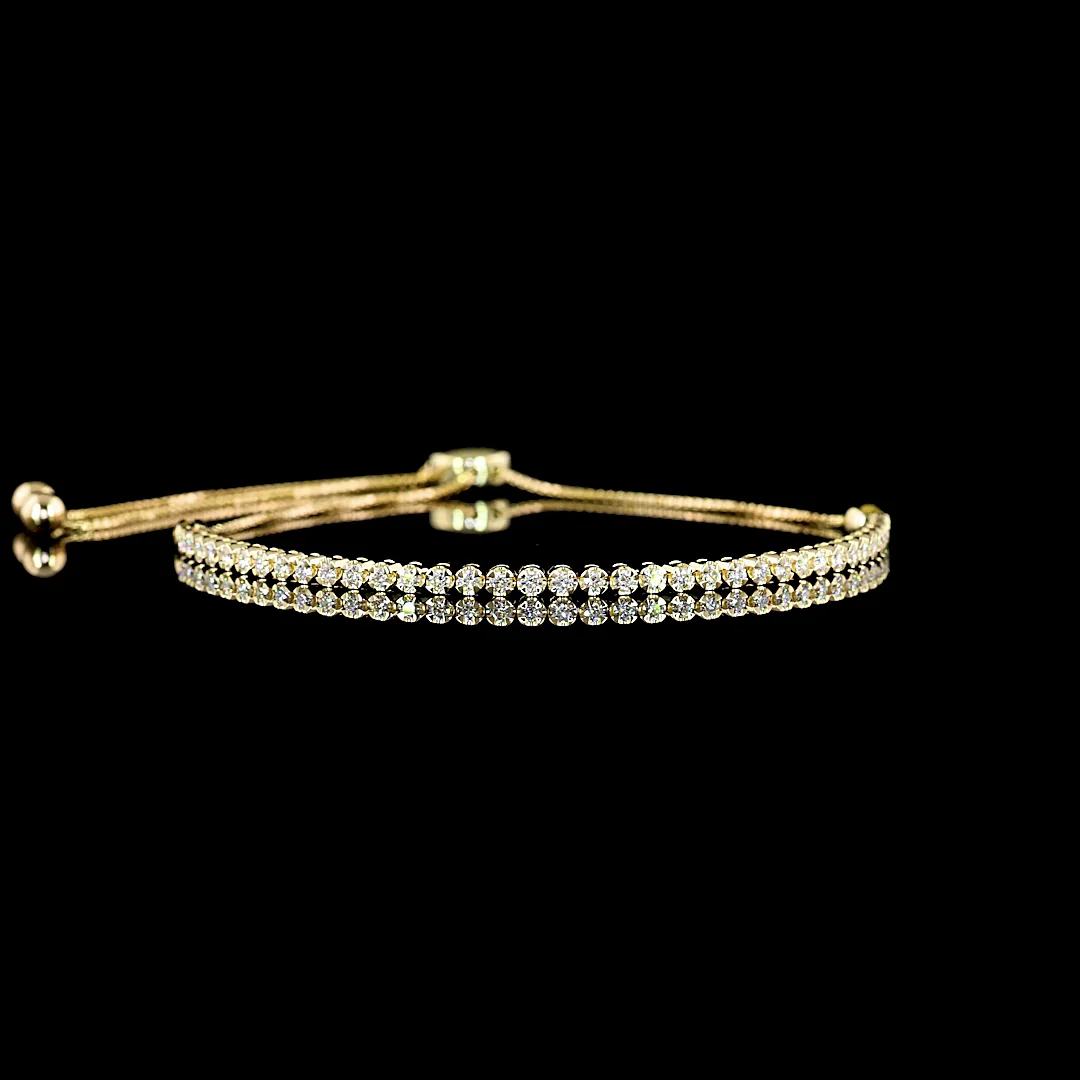 0.81 Cts 14k Yellow Gold Round Shape Tennis Bracelet - Image 2
