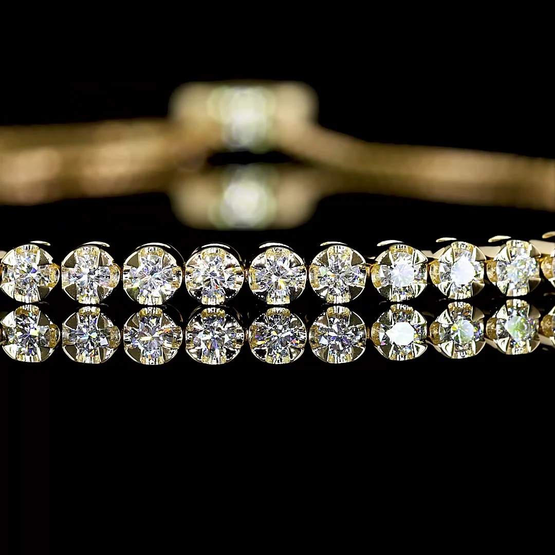 0.81 Cts 14k Yellow Gold Round Shape Tennis Bracelet - Image 3