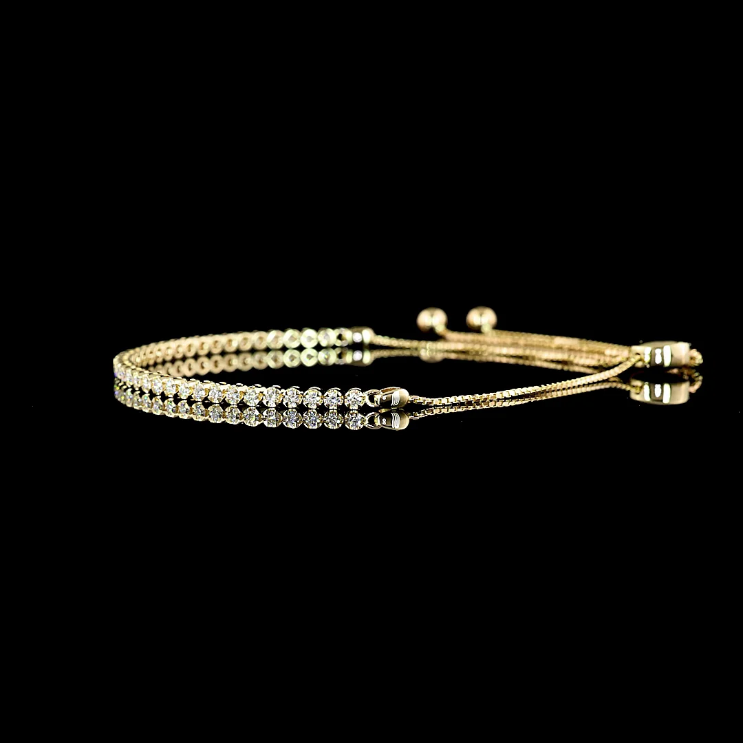 0.81 Cts 14k Yellow Gold Round Shape Tennis Bracelet - Image 4