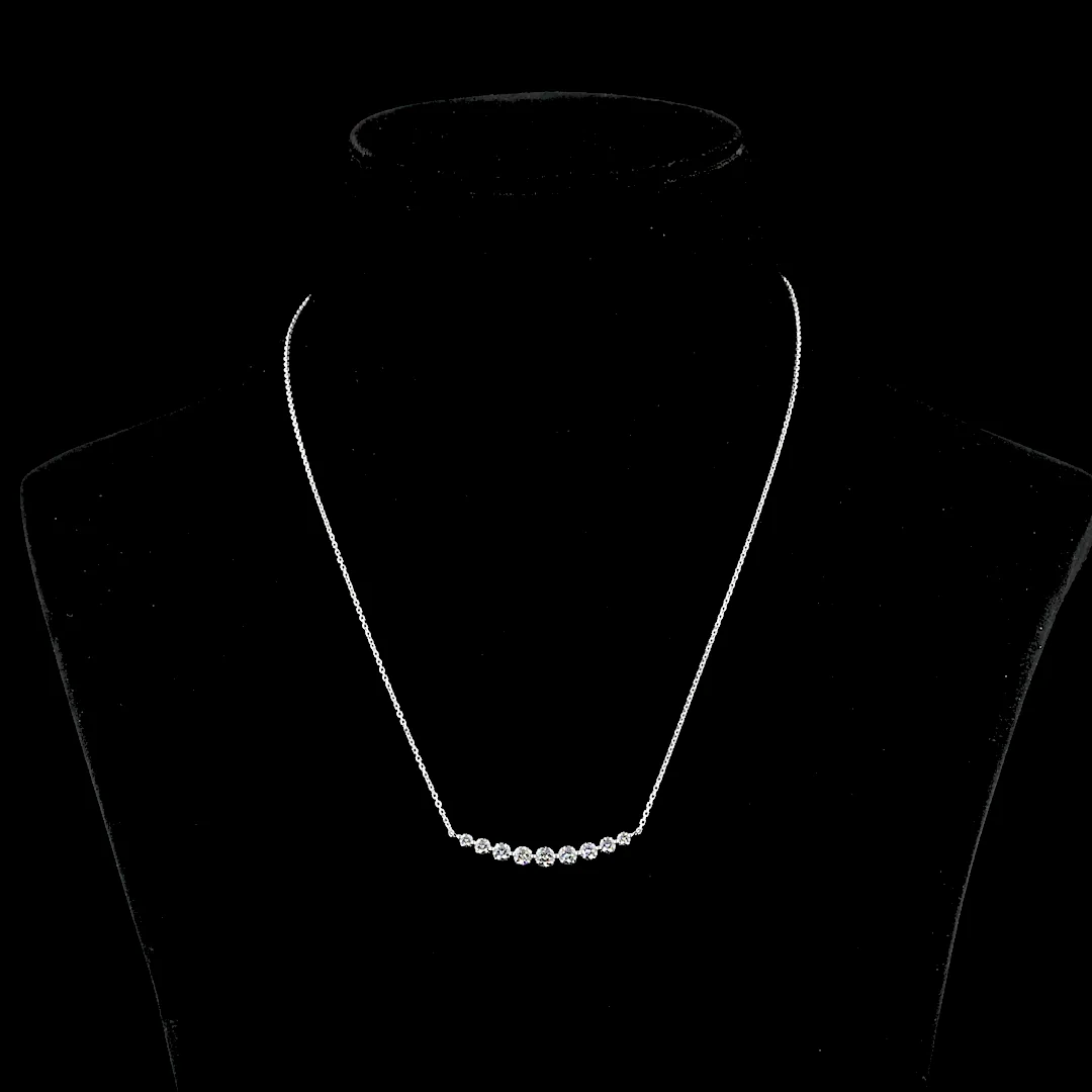 2.01 Cts 14k White Gold Round Shape Riviera Pendant - Video