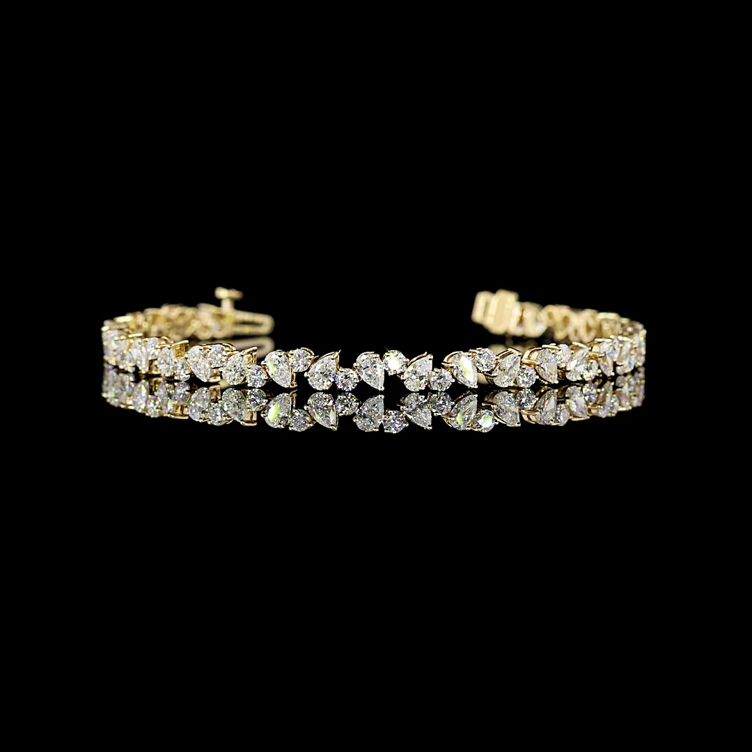 5.12 Cts 14k Yellow Gold Mix Shape Tennis Bracelet - Video