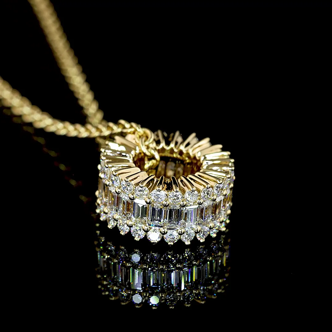 1.22 Cts 14k Yellow Gold Baguette Shape Pendant Pendant - Image 2