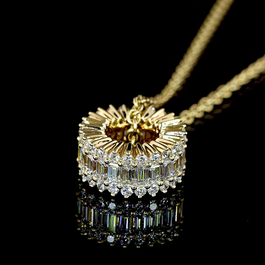 1.22 Cts 14k Yellow Gold Baguette Shape Pendant Pendant - Image 4