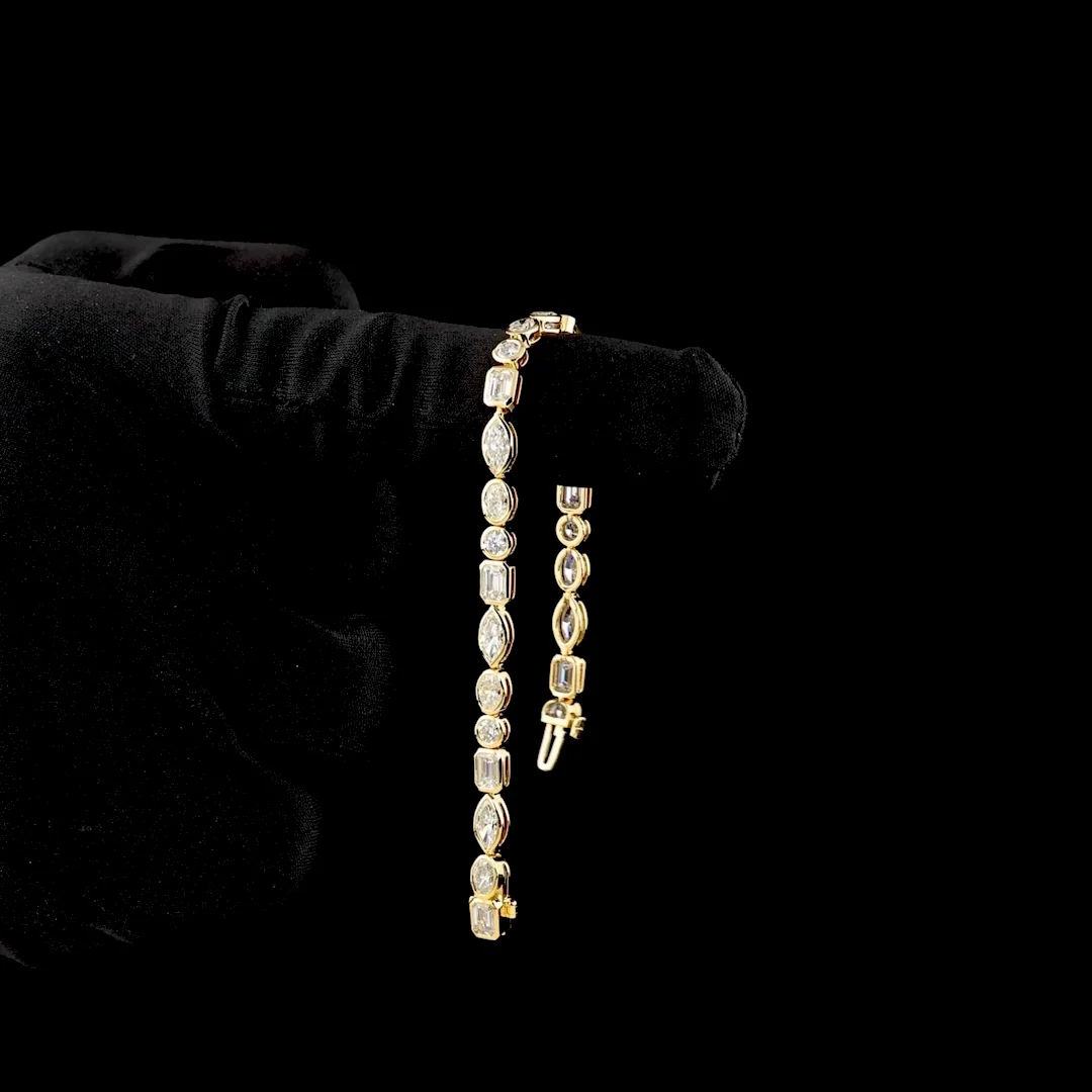 6.03 Cts 18k Yellow Gold Mix Shape Tennis Bracelet - Image 3