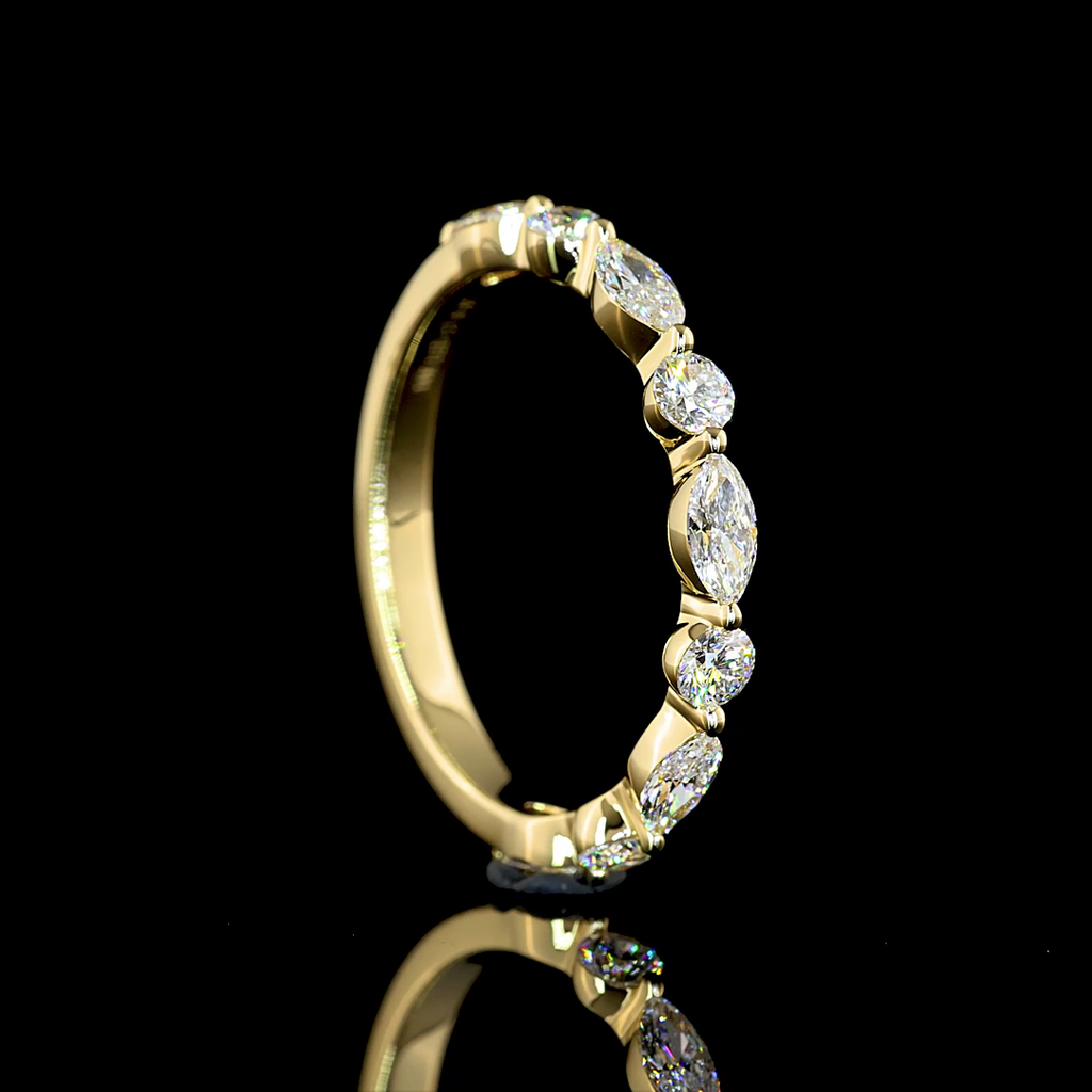 0.82 Cts 14k Yellow Gold Mix Shape 3/4 Band Eternity Band - Image 2