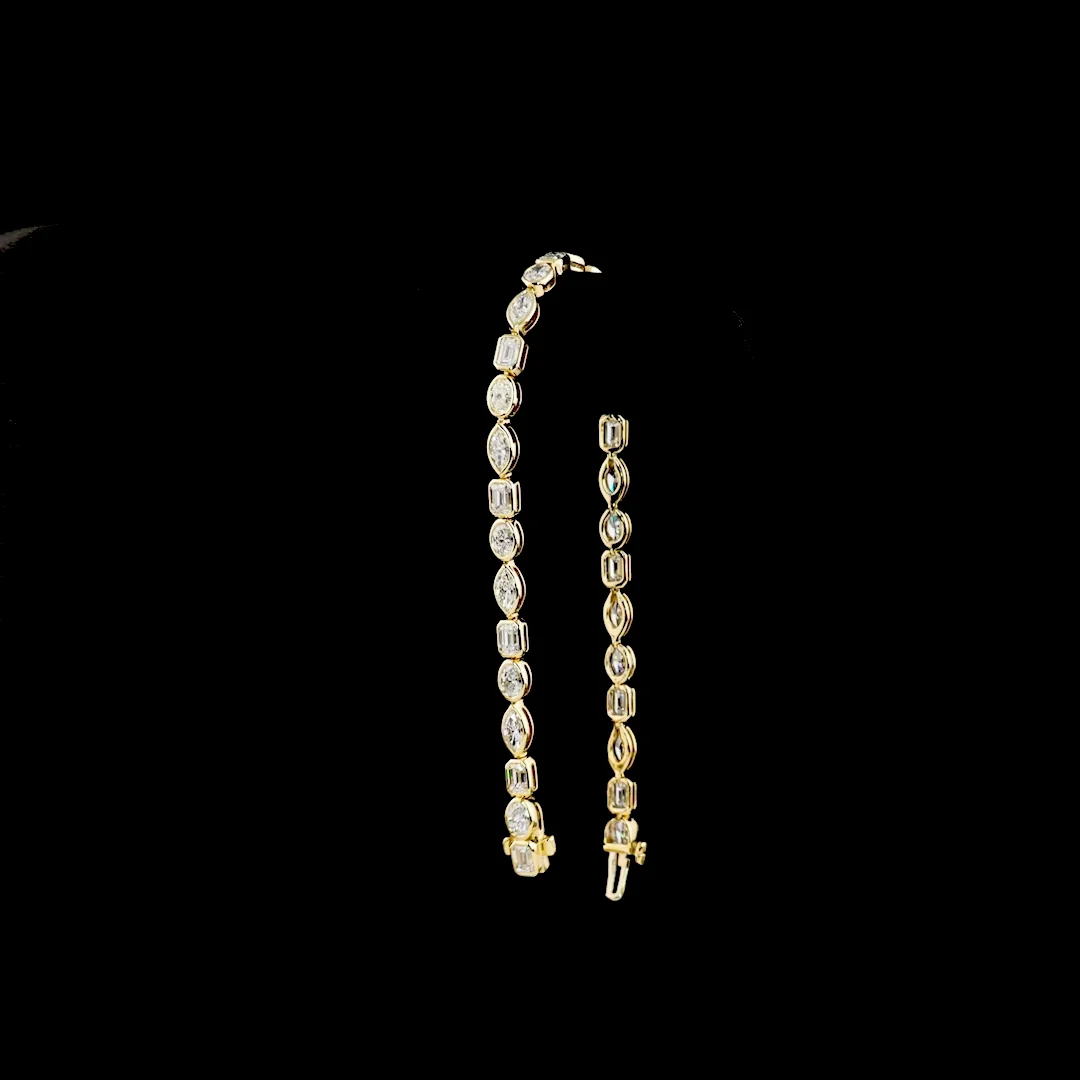 5.88 Cts 14k Yellow Gold Mix Shape Tennis Bracelet - Image 3