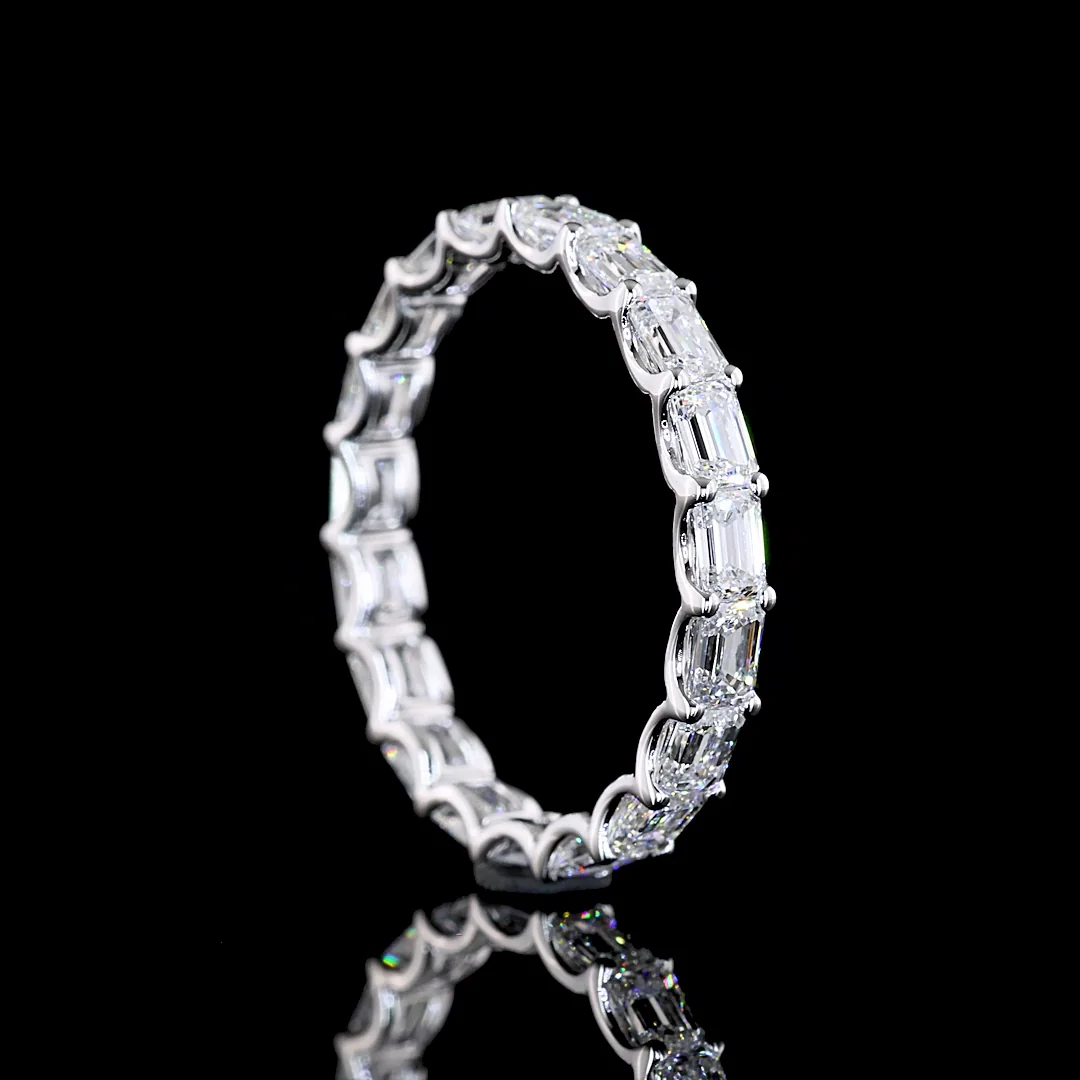 2.23 Cts 14k White Gold Emerald Shape Eternity Band Eternity Band - Image 2