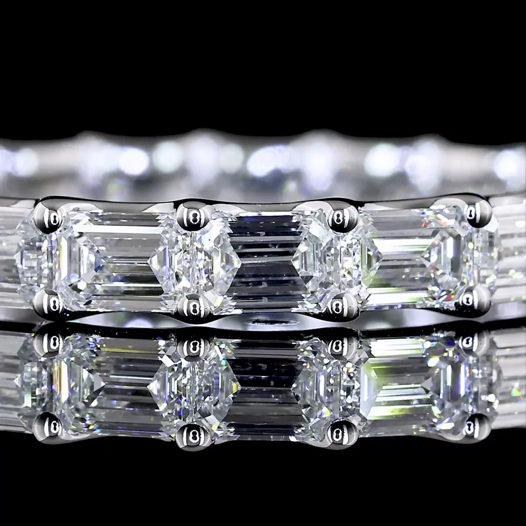 2.23 Cts 14k White Gold Emerald Shape Eternity Band Eternity Band - Image 3