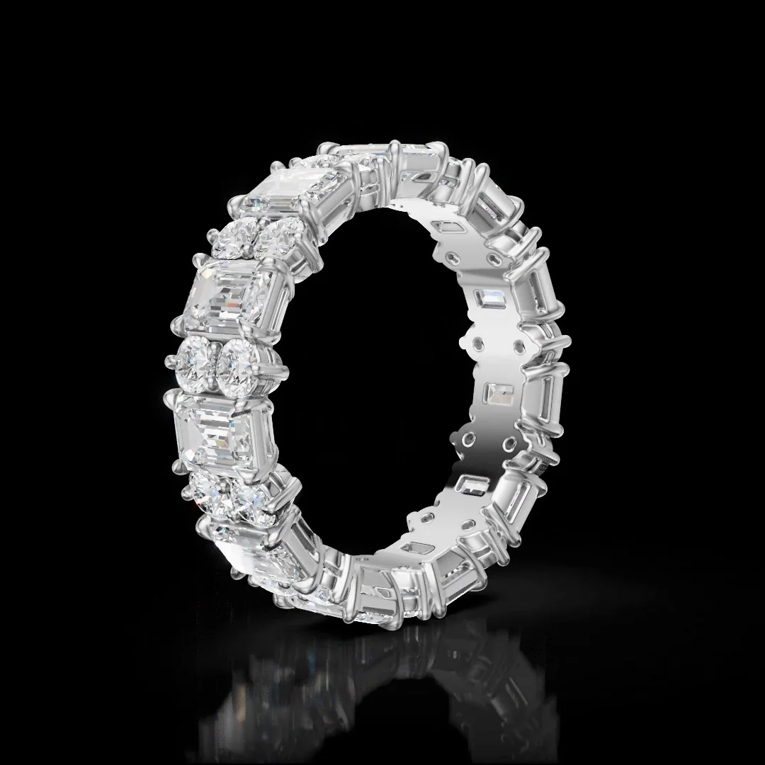 5.33 Cts 14k White Gold Mix Shape Eternity Band Eternity Band - Image 4