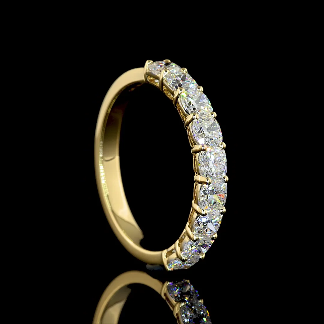 1.92 Cts 14k Yellow Gold Square Cushion Brilliant Shape Half Eternity Eternity Band - Image 2