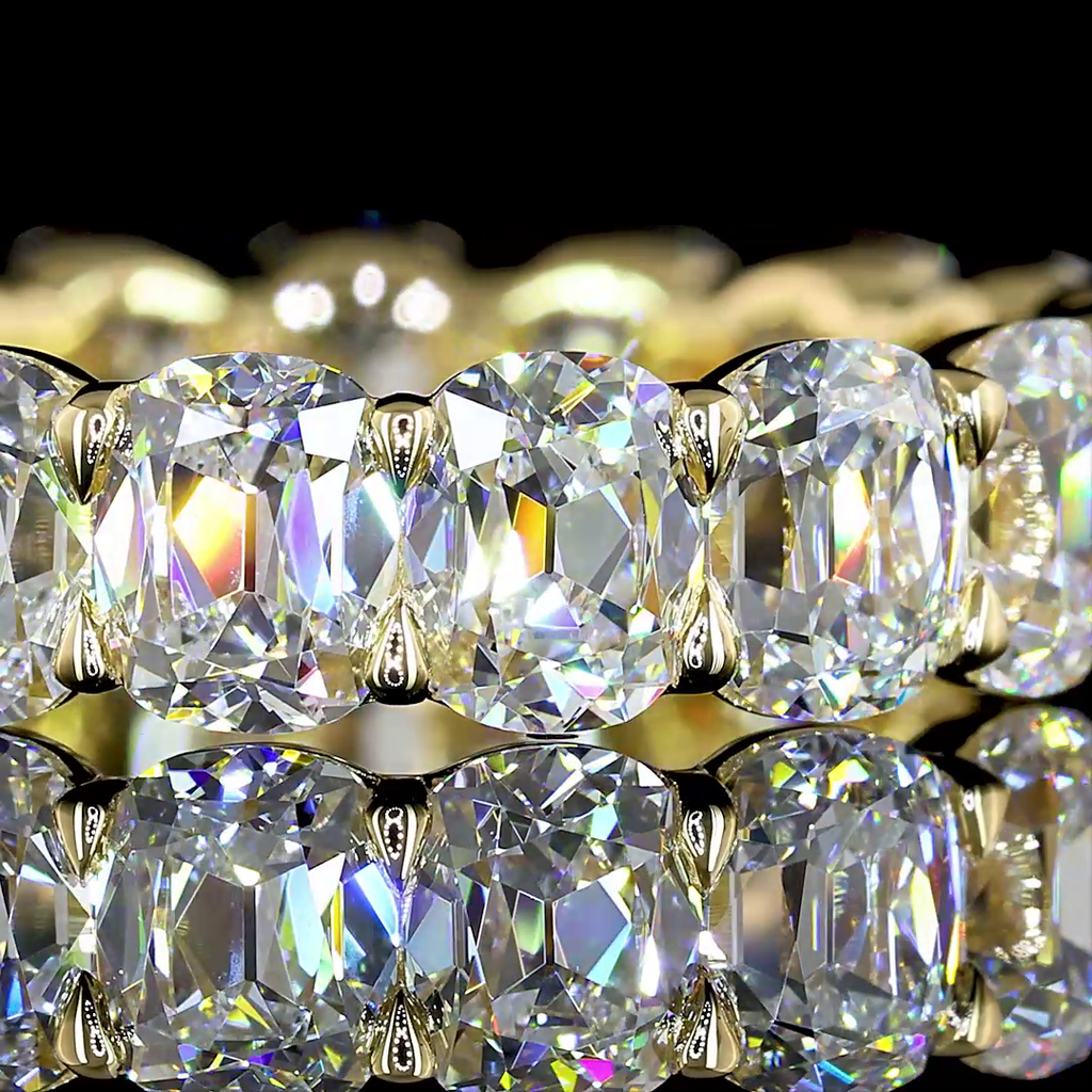 5.82 Cts 14k Yellow Gold Antique Cushion Shape Eternity Band Eternity Band - Image 3