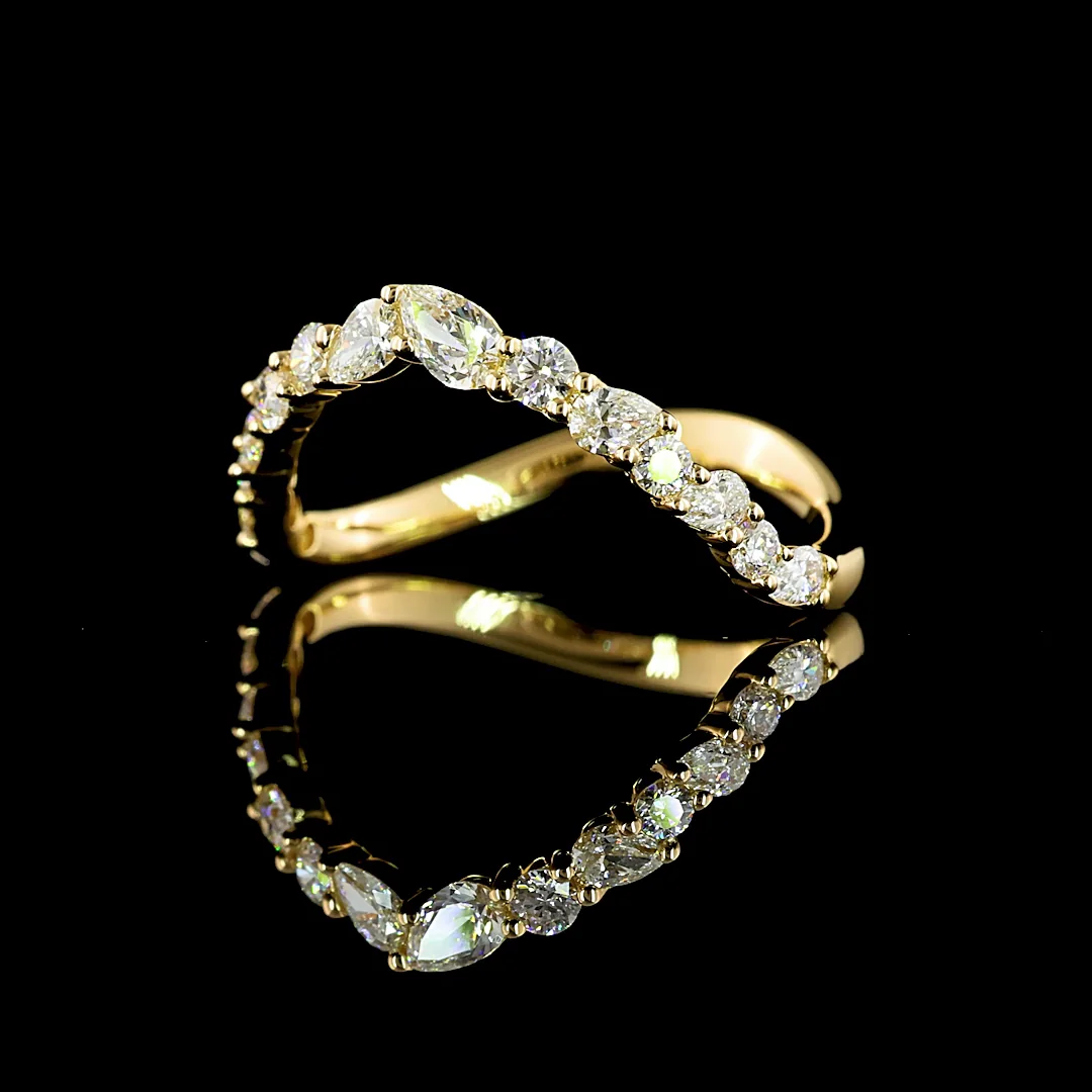 0.4 Cts 18k Yellow Gold Pear Shape Special Eternity Band - Image 4