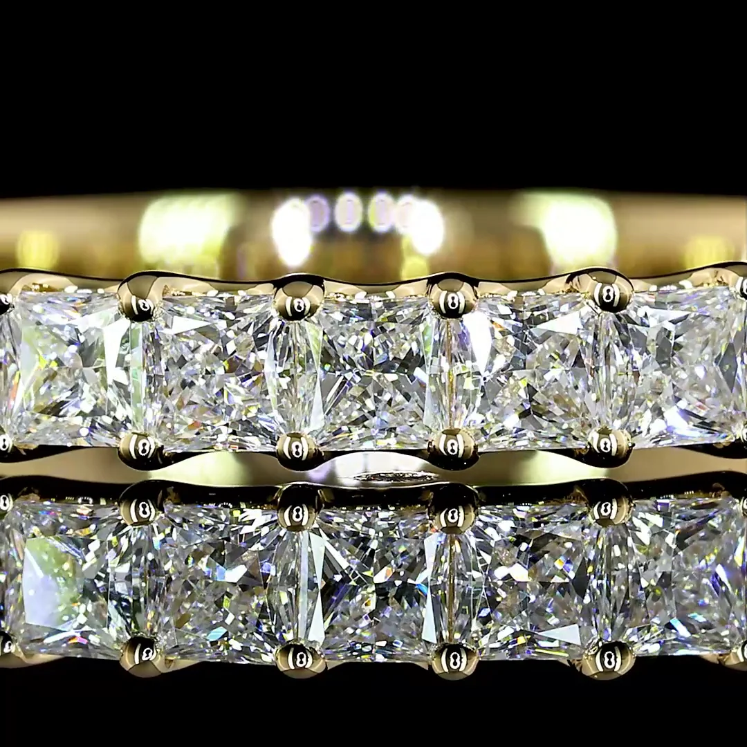 1.07 Cts 14k Yellow Gold Princess Shape Half Eternity Eternity Band - Image 3