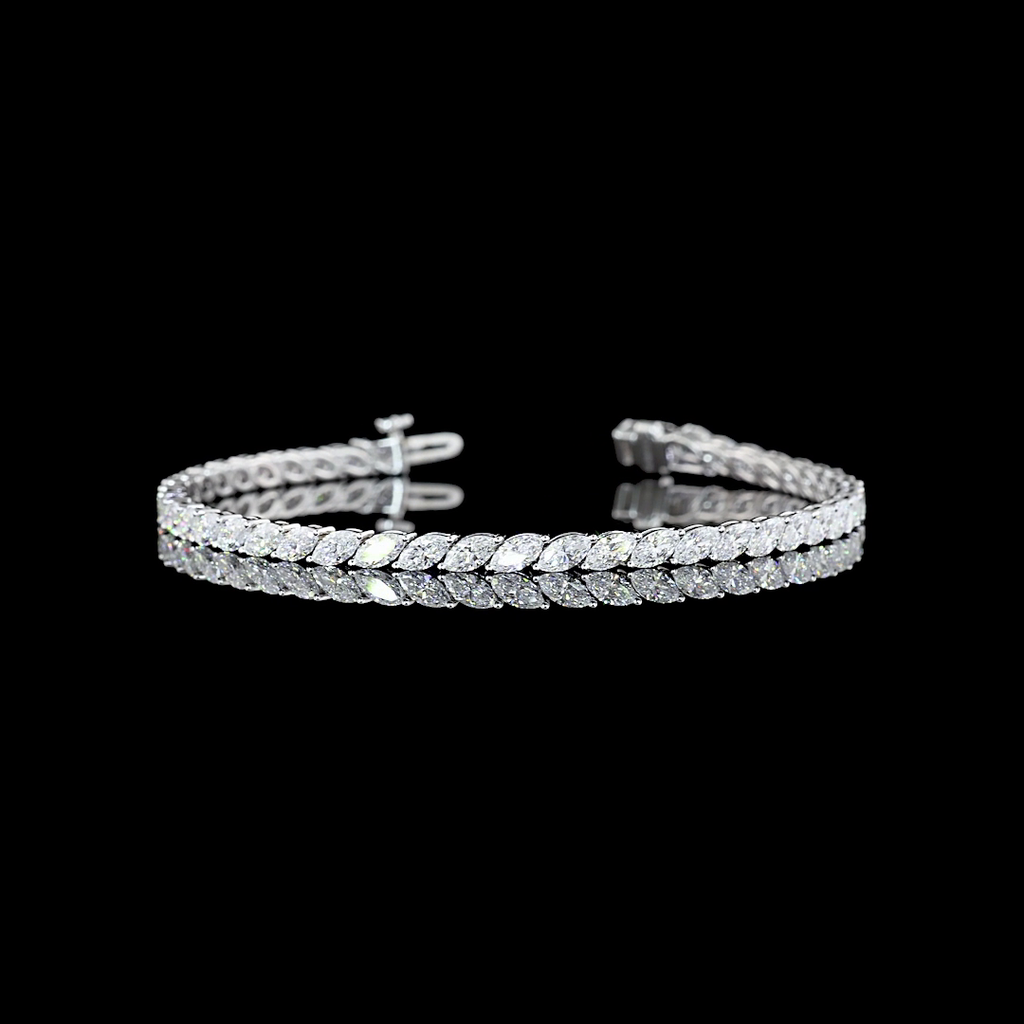 5.3 Cts 14k White Gold Marquise Shape Tennis Bracelet - Video