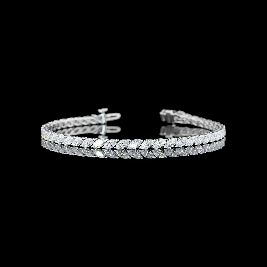 5.3 Cts 14k White Gold Marquise Shape Tennis Bracelet - Video