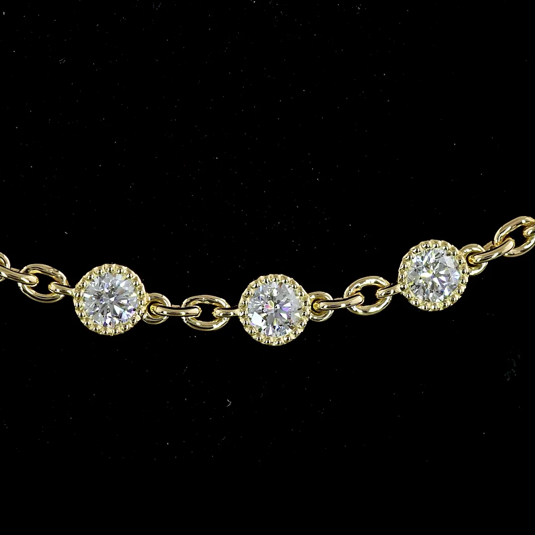 4.48 Cts 14k Yellow Gold Round Shape Station Line Tennis Necklace - Image 3