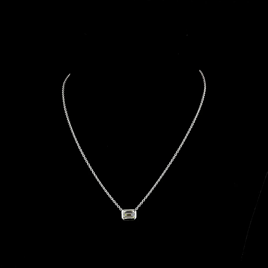 2.07 Cts 14k White Gold Emerald Shape Solitaire Pendant - Video