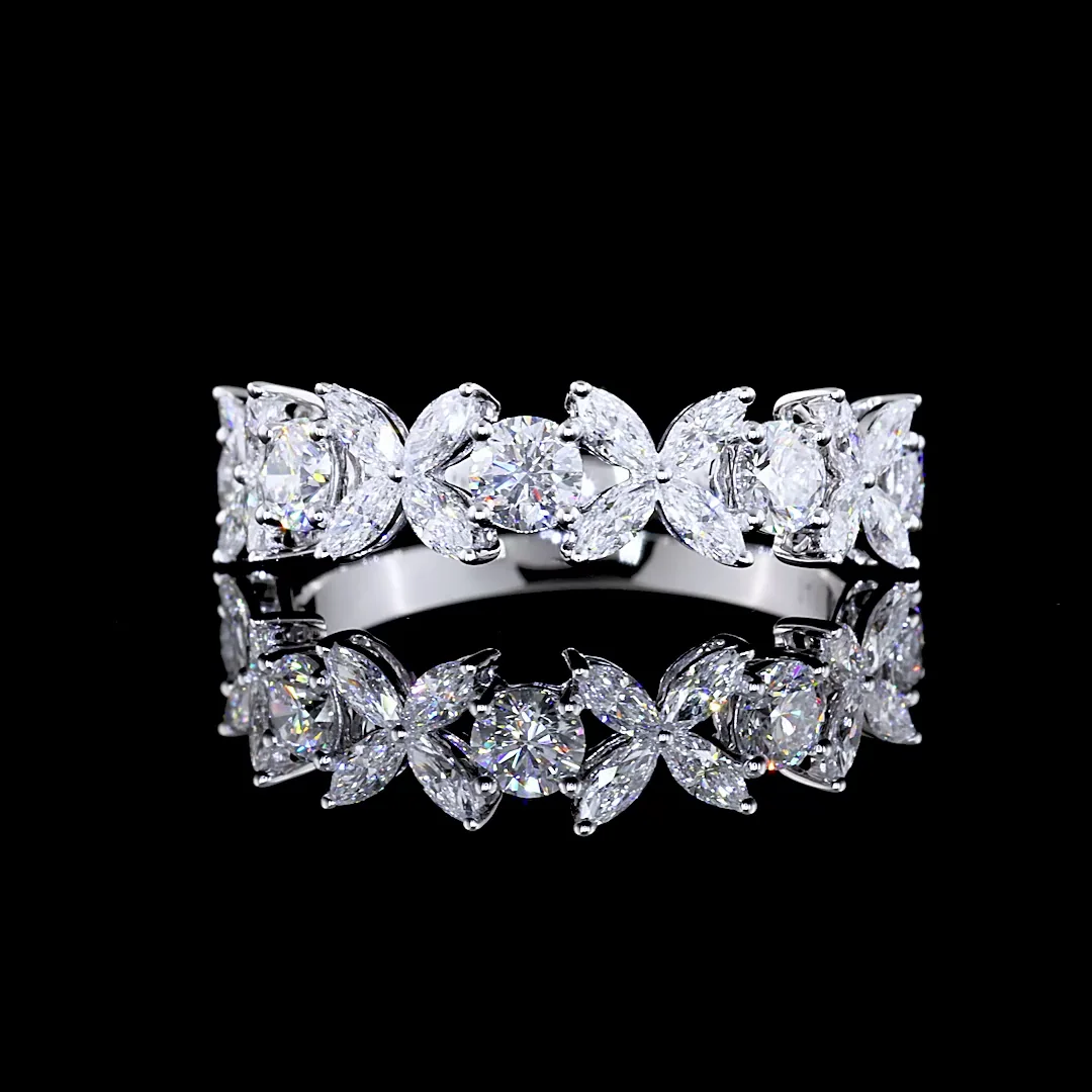 1.32 Cts 14k White Gold Marquise Shape Half Eternity Eternity Band - Video