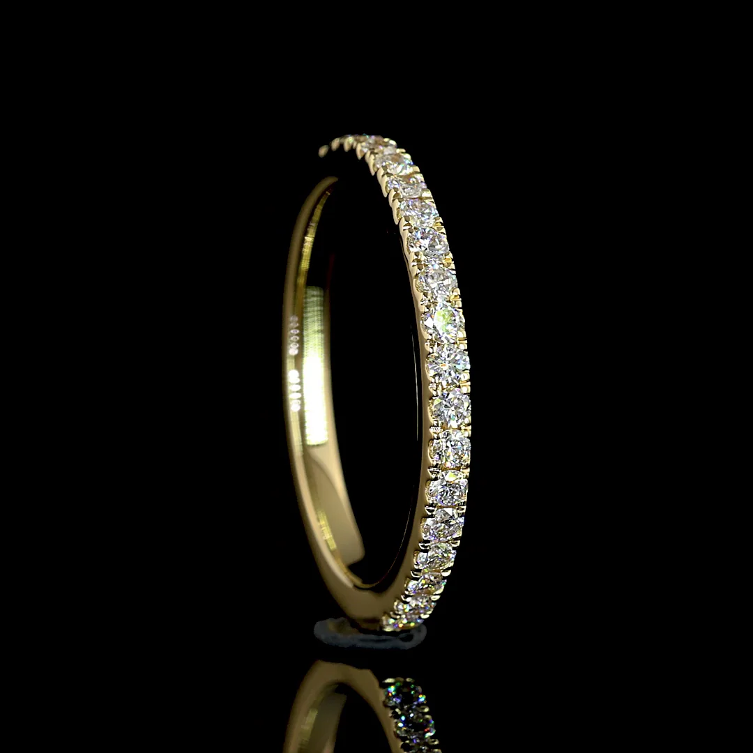 0.26 Cts 14k Yellow Gold Round Shape Half Eternity Eternity Band - Image 2