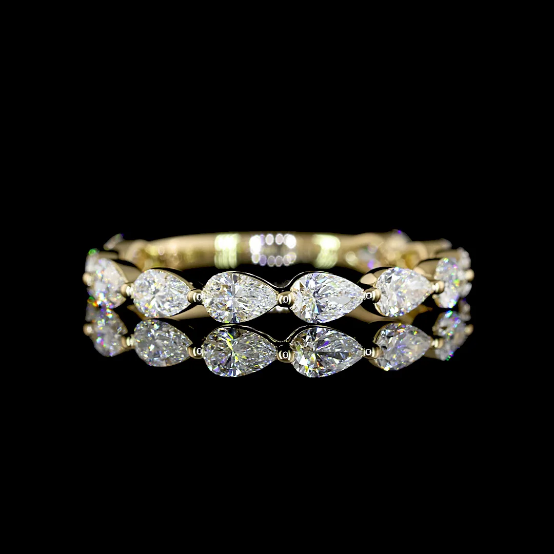 1.05 Cts 14k Yellow Gold Pear Shape 3/4 Band Eternity Band - Video