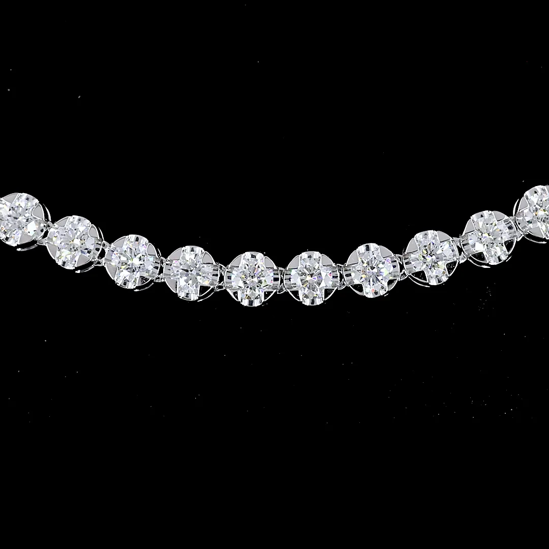 6.53 Cts 14k White Gold Round Shape Tennis Necklace - Image 3