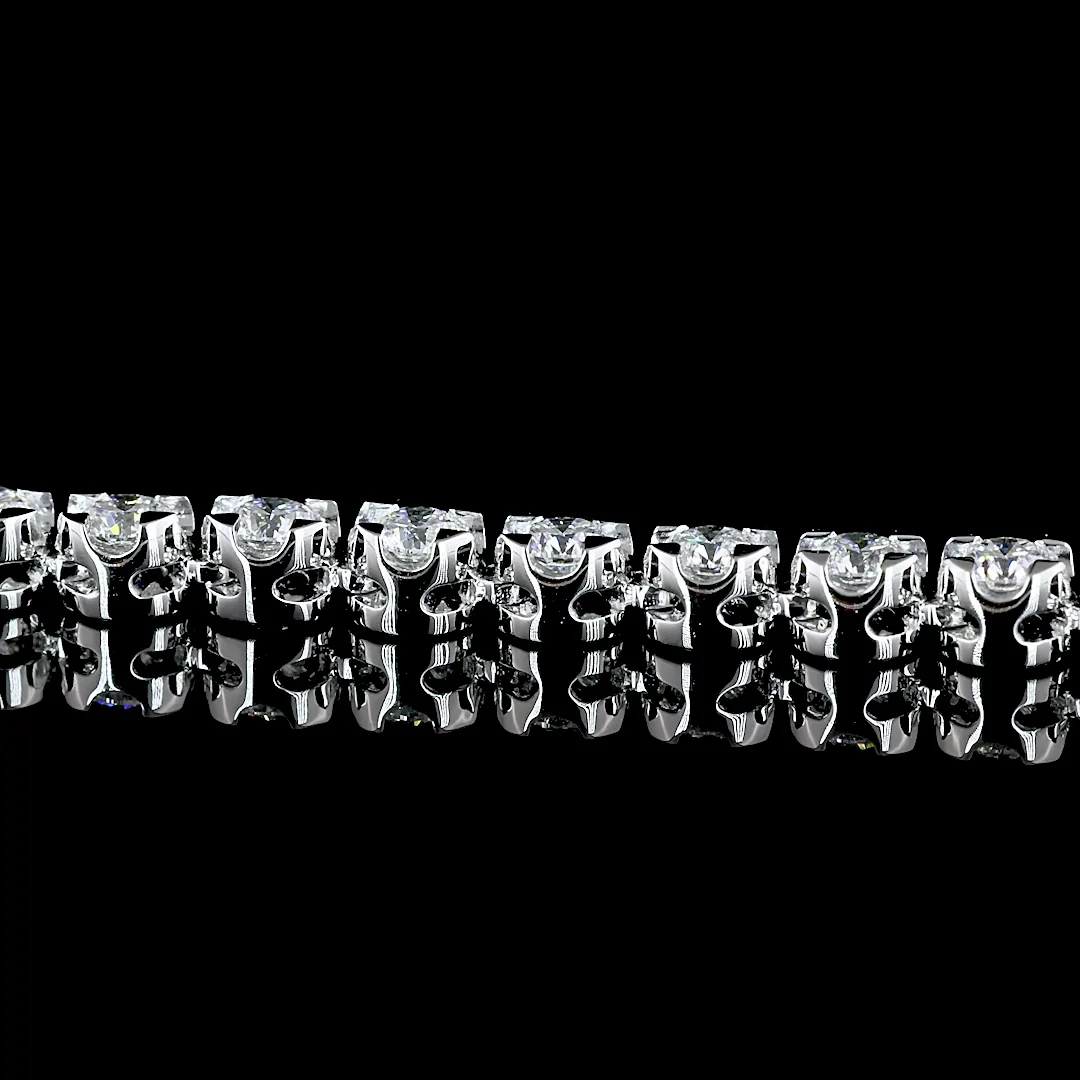 6.53 Cts 14k White Gold Round Shape Tennis Necklace - Image 4