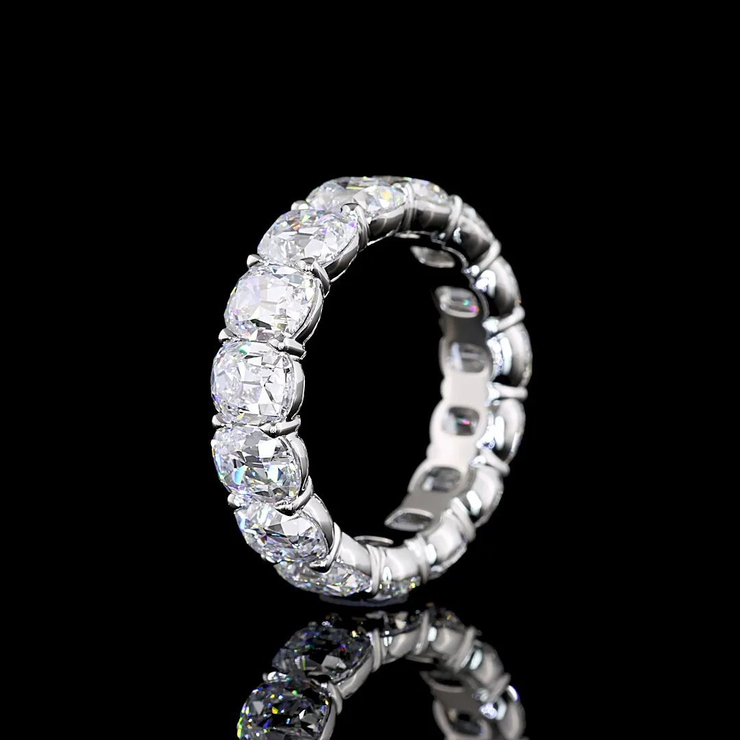 6.95 Cts Platinum Antique Cushion Shape Eternity Band Eternity Band - Image 4