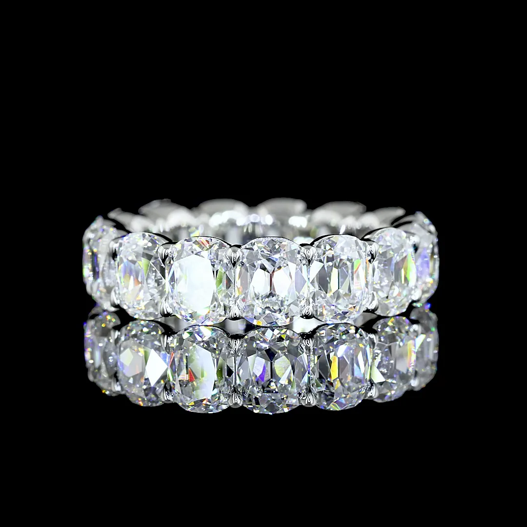 6.95 Cts Platinum Antique Cushion Shape Eternity Band Eternity Band - Video