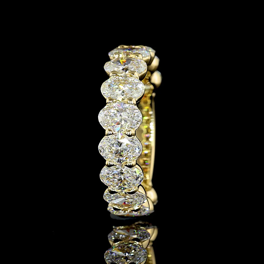 3.91 Cts 14k Yellow Gold Oval Shape 3/4 Band Eternity Band - Image 2