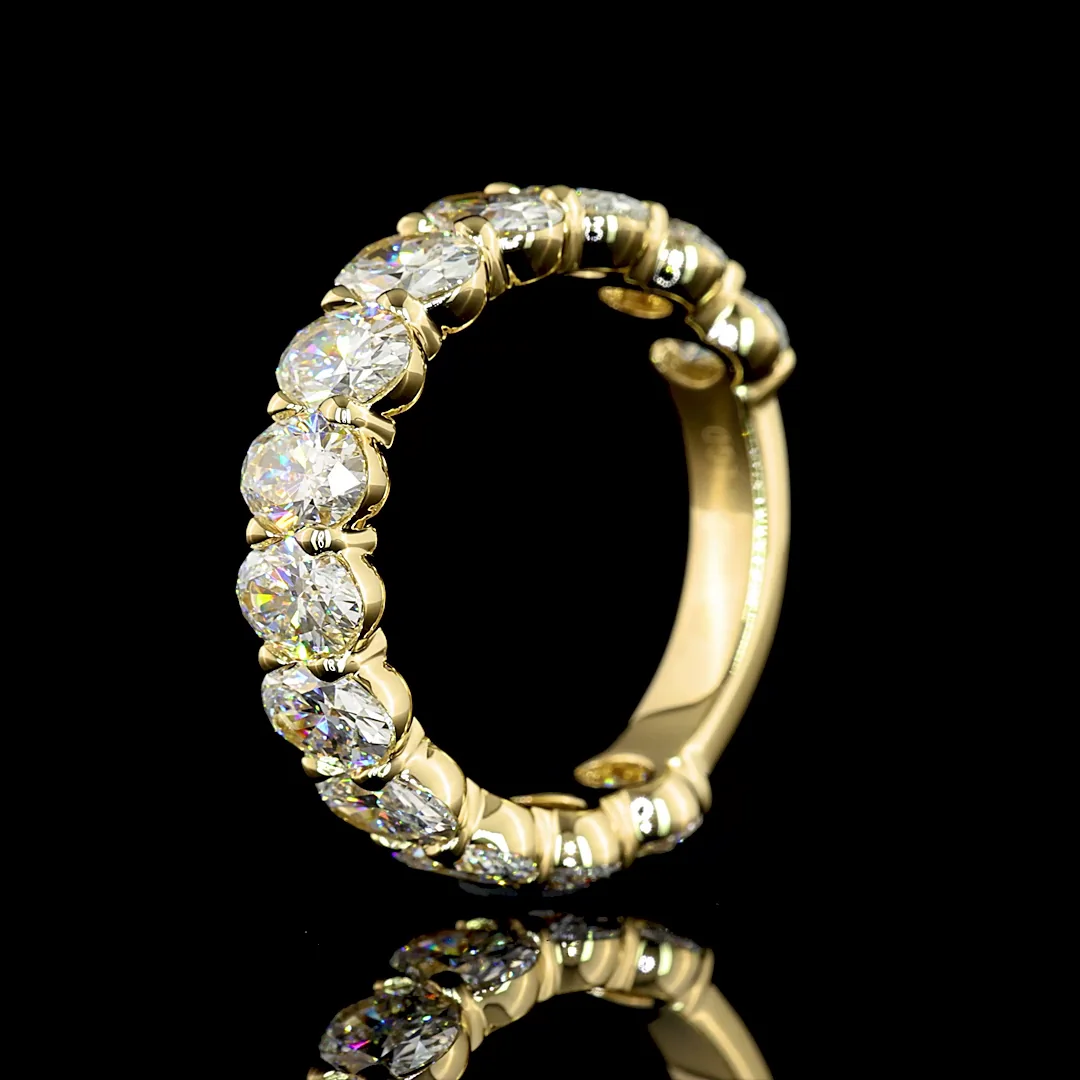 3.91 Cts 14k Yellow Gold Oval Shape 3/4 Band Eternity Band - Image 4