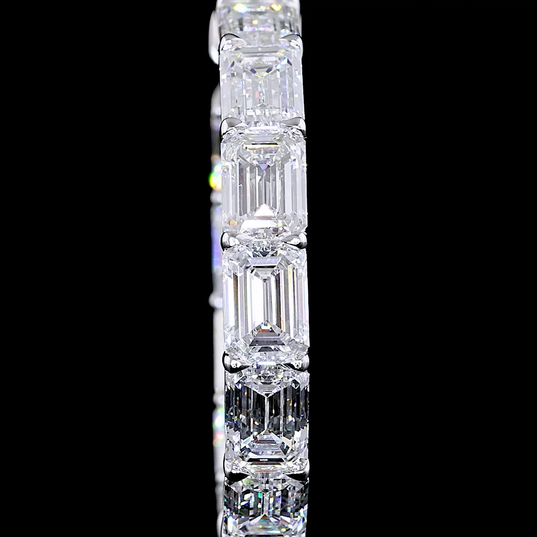 14.79 Cts 14k White Gold Emerald Shape Hoops Earring - Image 3