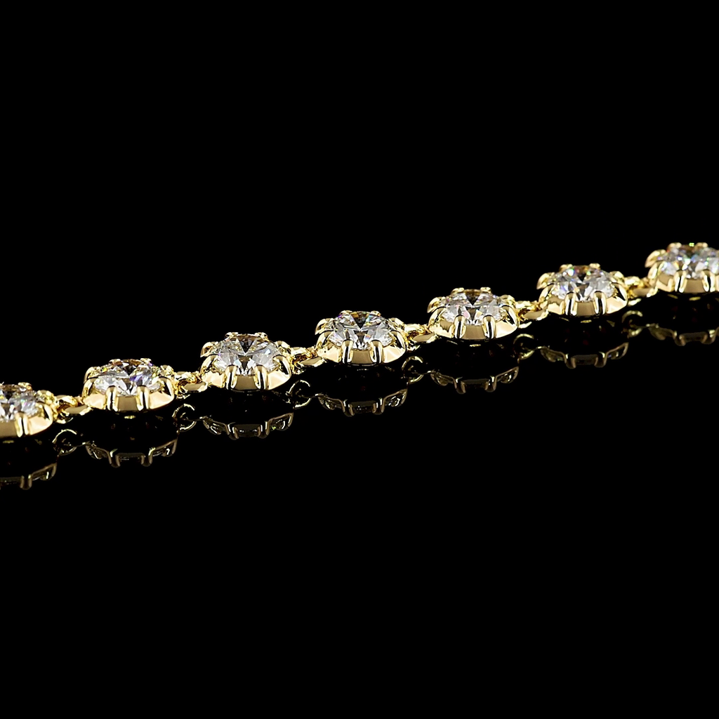 3.91 Cts 18k Yellow Gold Round Shape Tennis Bracelet - Image 2