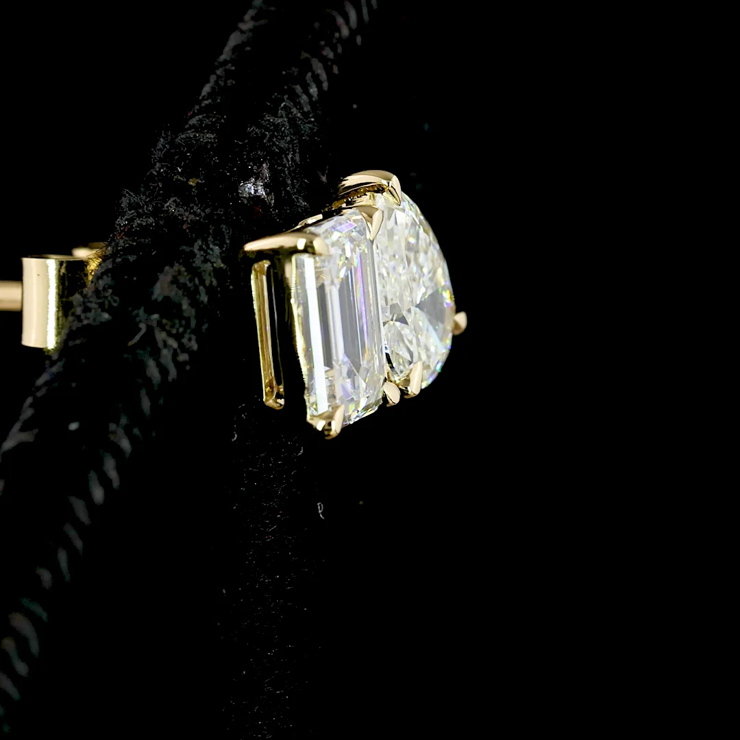 1.78 Cts 14k Yellow Gold Mix Shape Studs Earring - Image 2