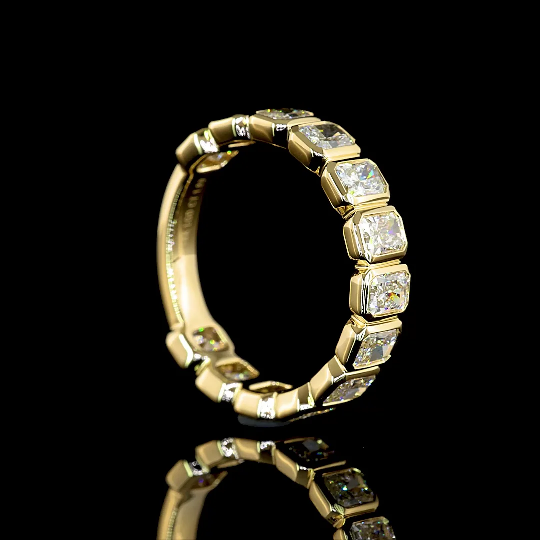 1.89 Cts 14k Yellow Gold Radiant Shape 3/4 Band Eternity Band - Image 2