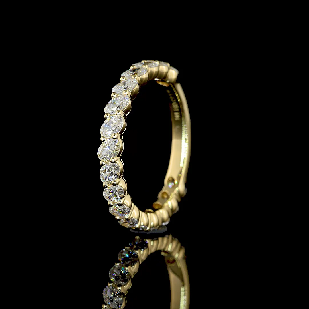 1.11 Cts 14k Yellow Gold Oval Shape 3/4 Band Eternity Band - Image 4