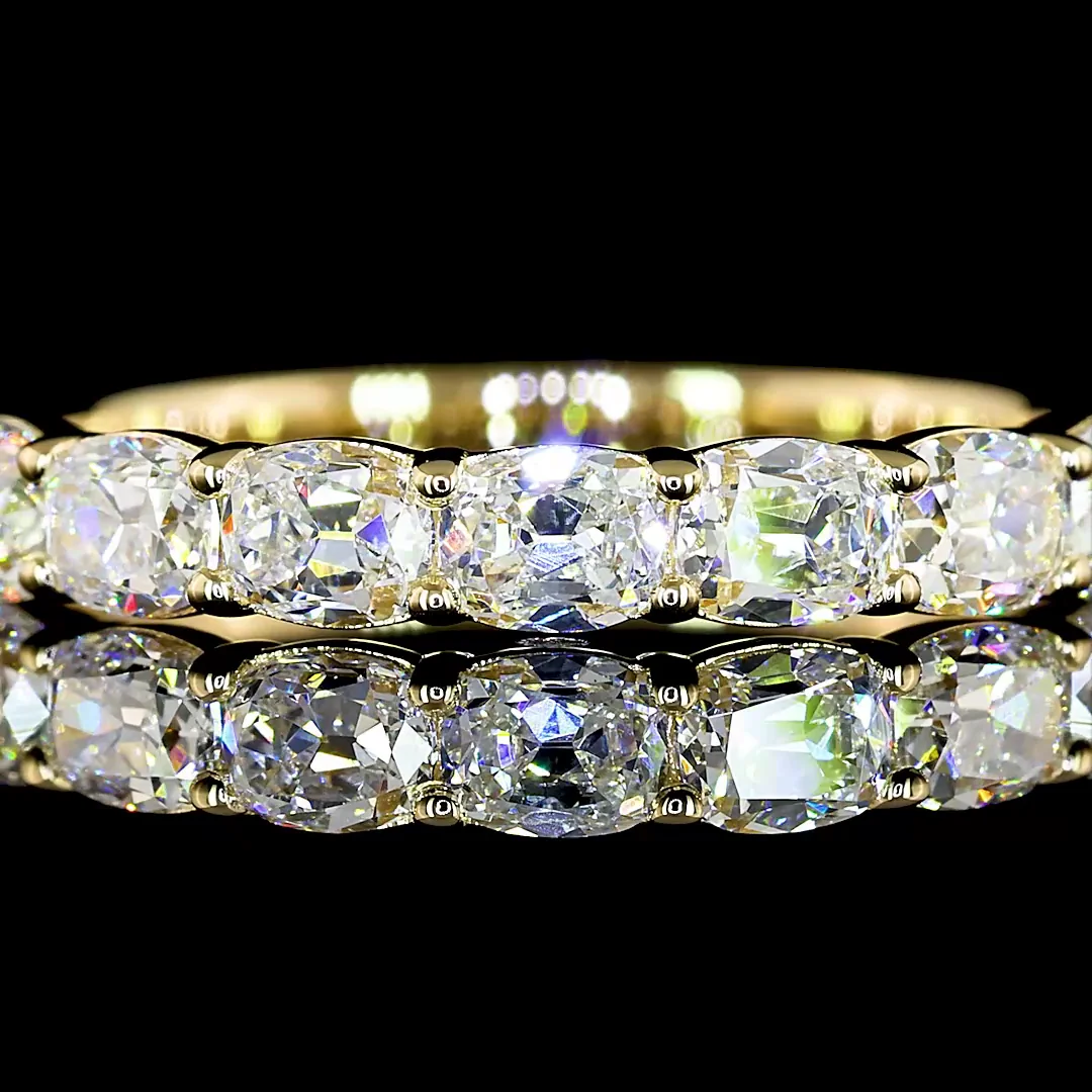 0.75 Cts 14k Yellow Gold Antique Cushion Shape 7 Stones Eternity Band - Image 3