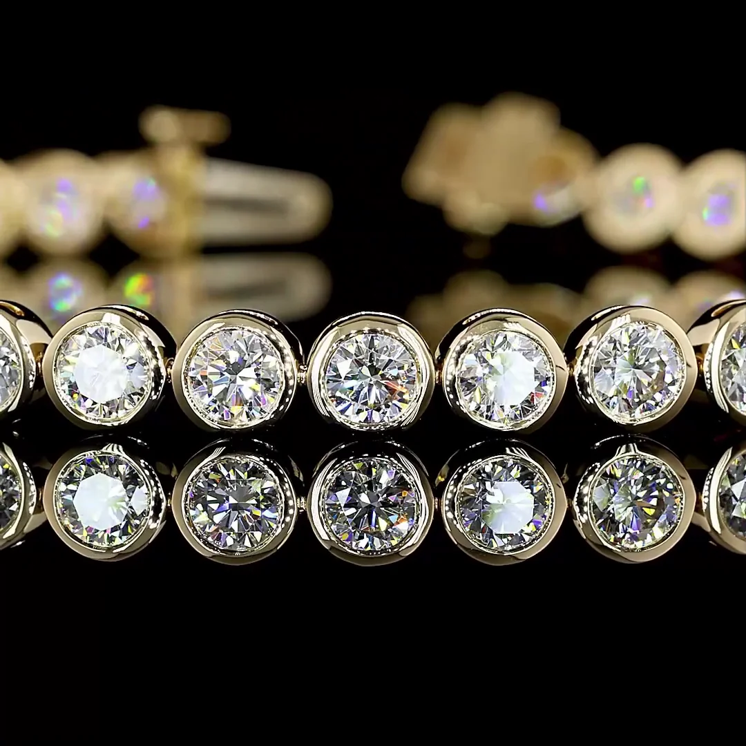 6.02 Cts 14k Yellow Gold Round Shape Tennis Bracelet - Image 2