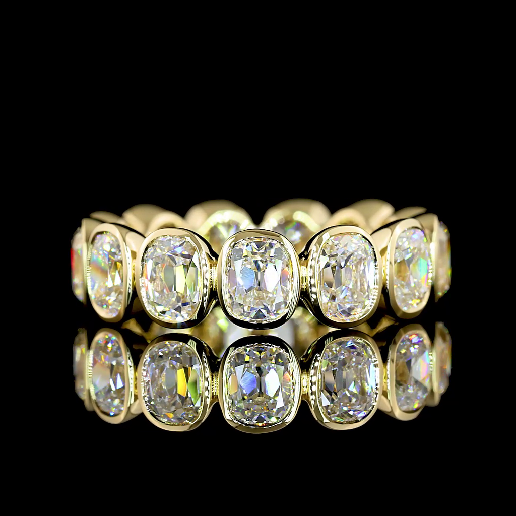 4.69 Cts 14k Yellow Gold Antique Cushion Shape Eternity Band Eternity Band - Video